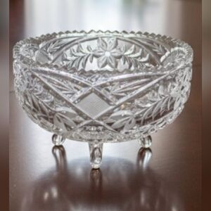 ⭐NWT Imperlux World Finest Crystal Antique 3 legged Bowl Plus Freebie!